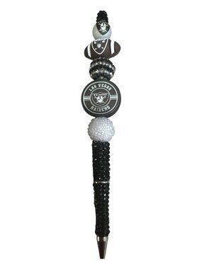 Las Vegas Raiders-Themed Decorative Pen With Beaded Accents Team Logo And Footba